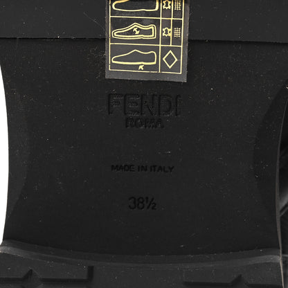 Fendi Calfskin Stretch Fabric Rockoko Biker Boots 38.5 Tobacco Black Marino 6 of 7