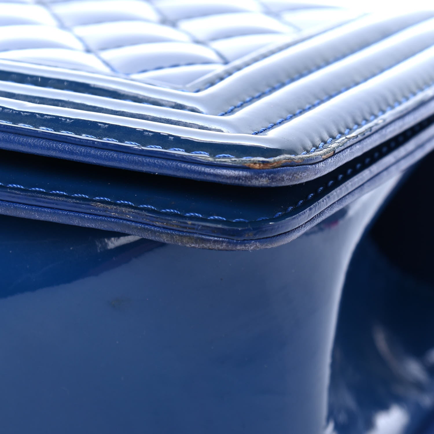 Chanel Patent Calfskin Quilted Medium Plexiglass Boy Flap Blue 12 of 13