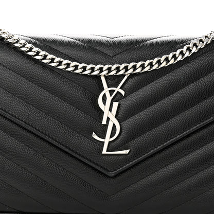 Saint Laurent Grain De Poudre Matelasse Chevron Monogram Chain Wallet Black 7 of 10