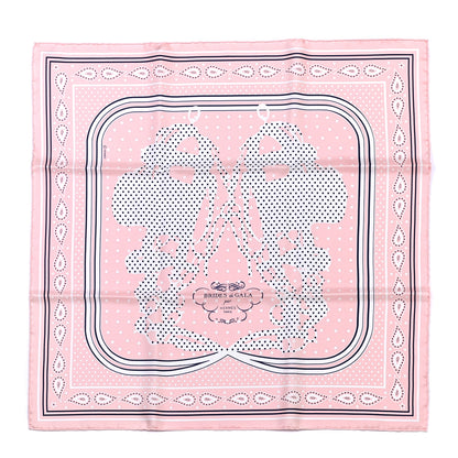 Hermes Silk Brides De Gala A Pois Bandana Pocket Square Rose Pale Black White 1 of 5