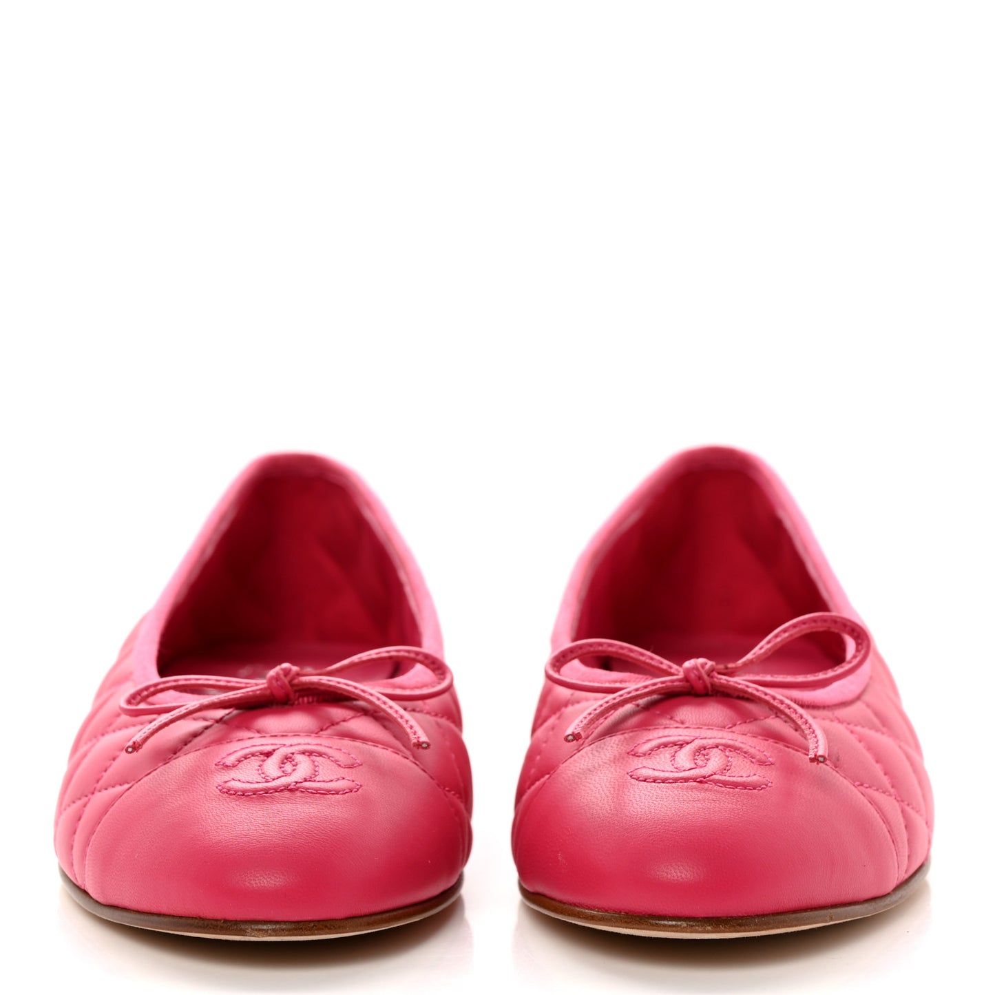 Lambskin Quilted CC Cap Toe Ballerina Flats 39.5 Pink
