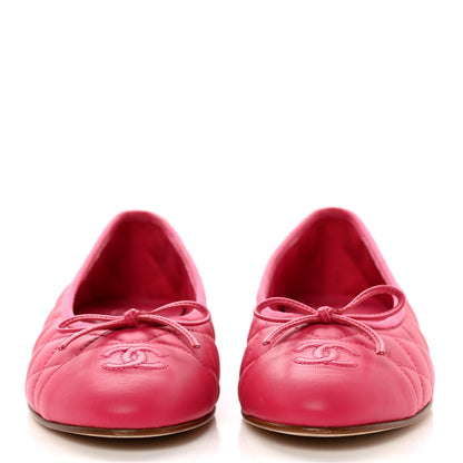 Chanel Lambskin Quilted CC Cap Toe Ballerina Flats 39.5 Pink 2 of 10