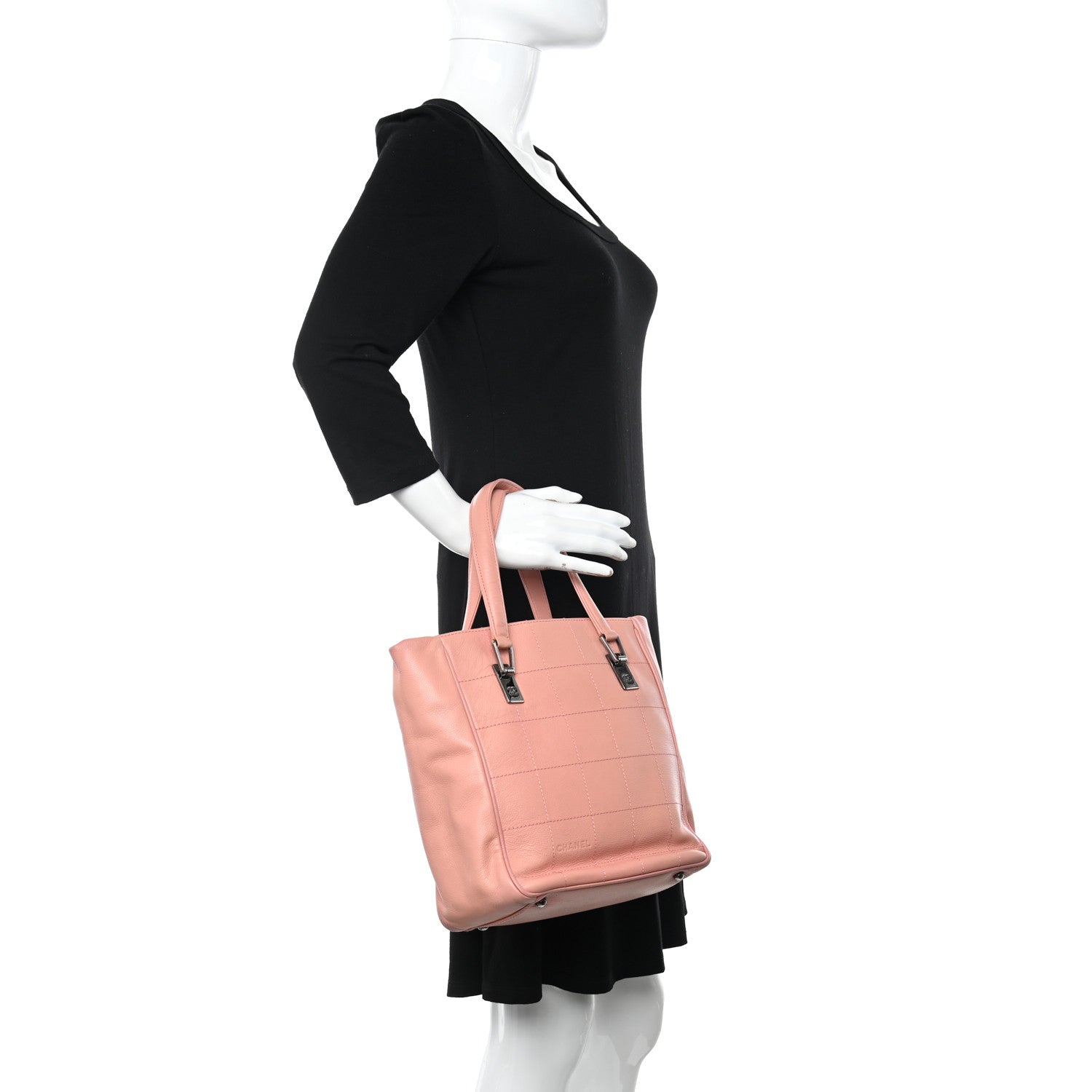 Chanel Caviar Square Stitched Tote Pink 2 of 15