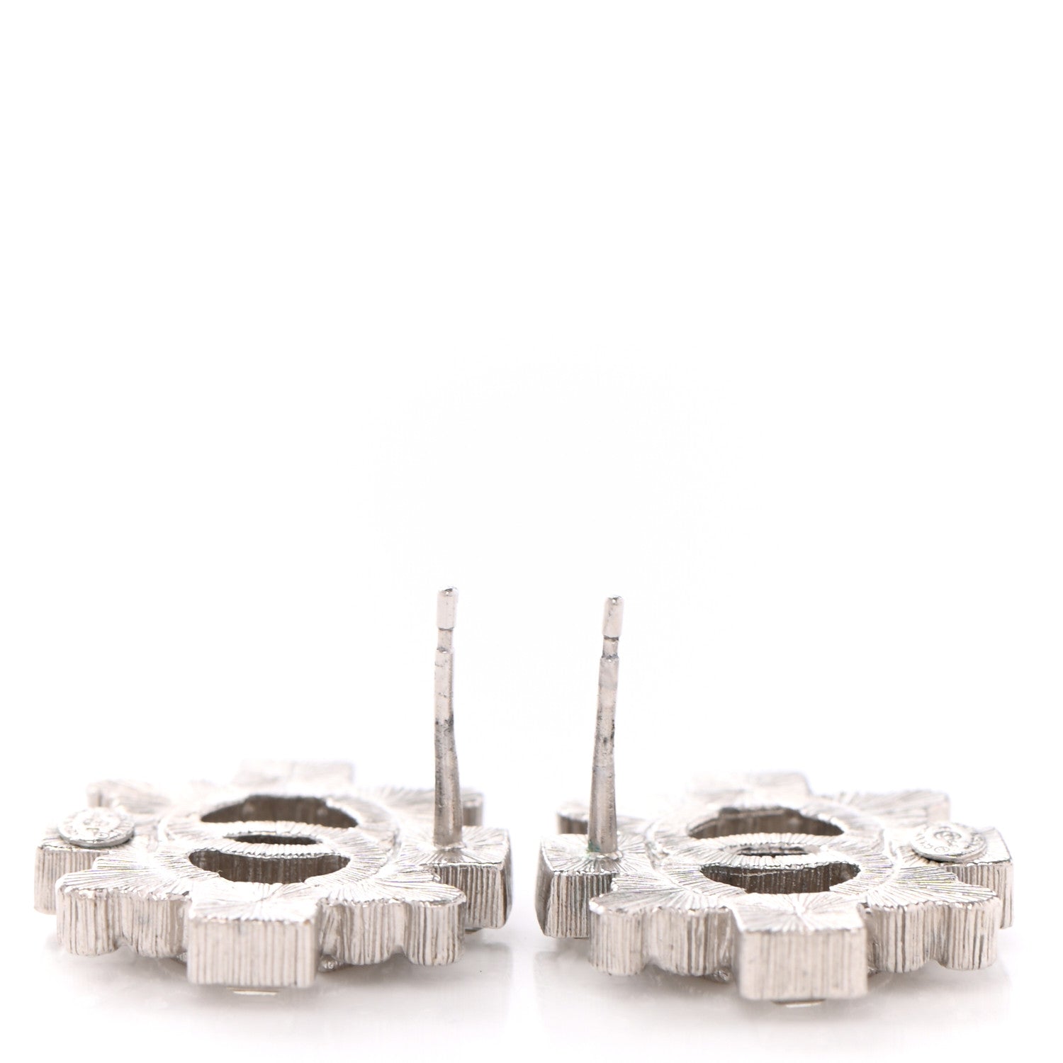 Chanel Swarovski Crystal CC Earrings Silver 5 of 5
