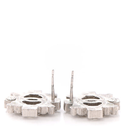 Chanel Swarovski Crystal CC Earrings Silver 5 of 5