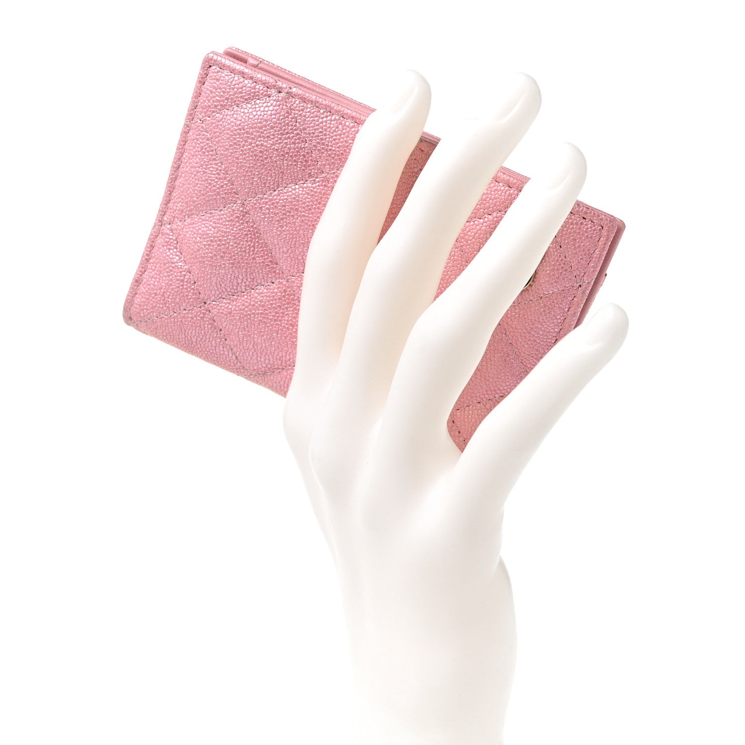 Chanel Iridescent Caviar Quilted Card Holder Wallet Rose Pink 2 of 9
