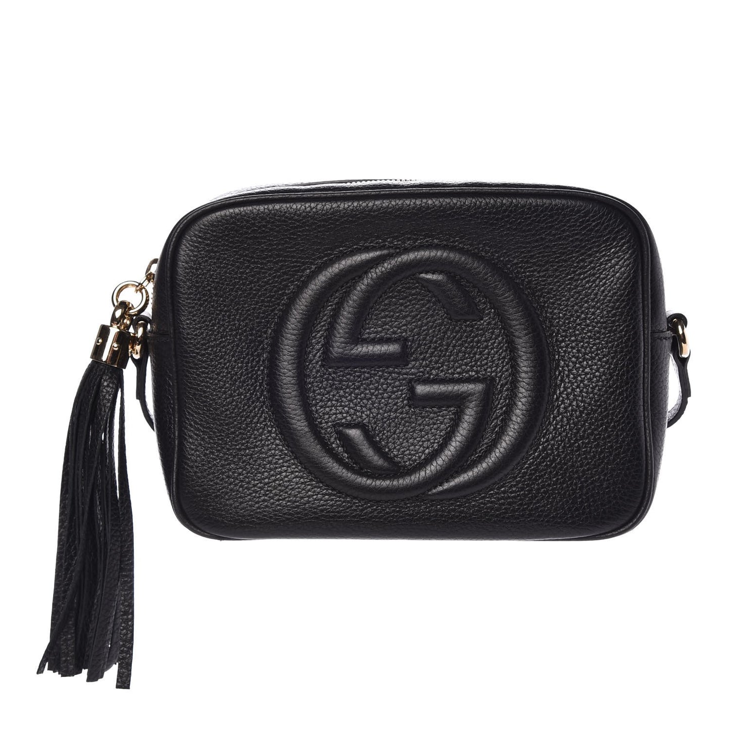 Pebbled Calfskin Small Soho Disco Bag Black