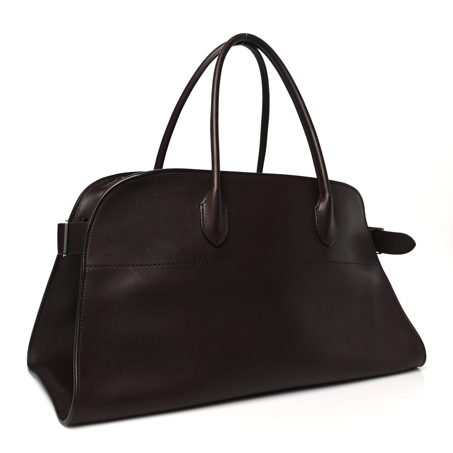 Polished Saddle Calfskin EW Margaux Chestnut