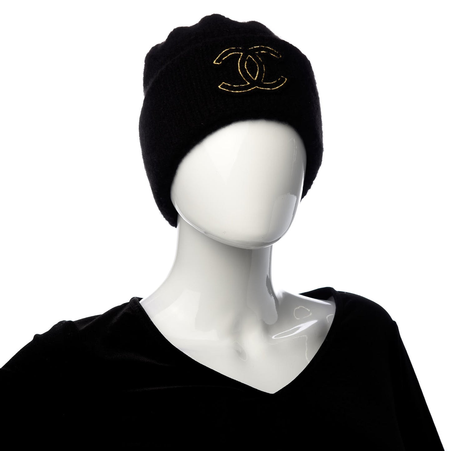 Cashmere Silk CC Beanie Hat Black