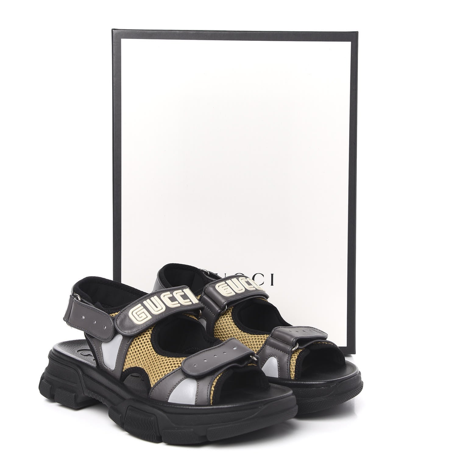 Gucci X SEGA Nappa Mesh Mens Aguru Sandals 9 Loess Black 9 of 9