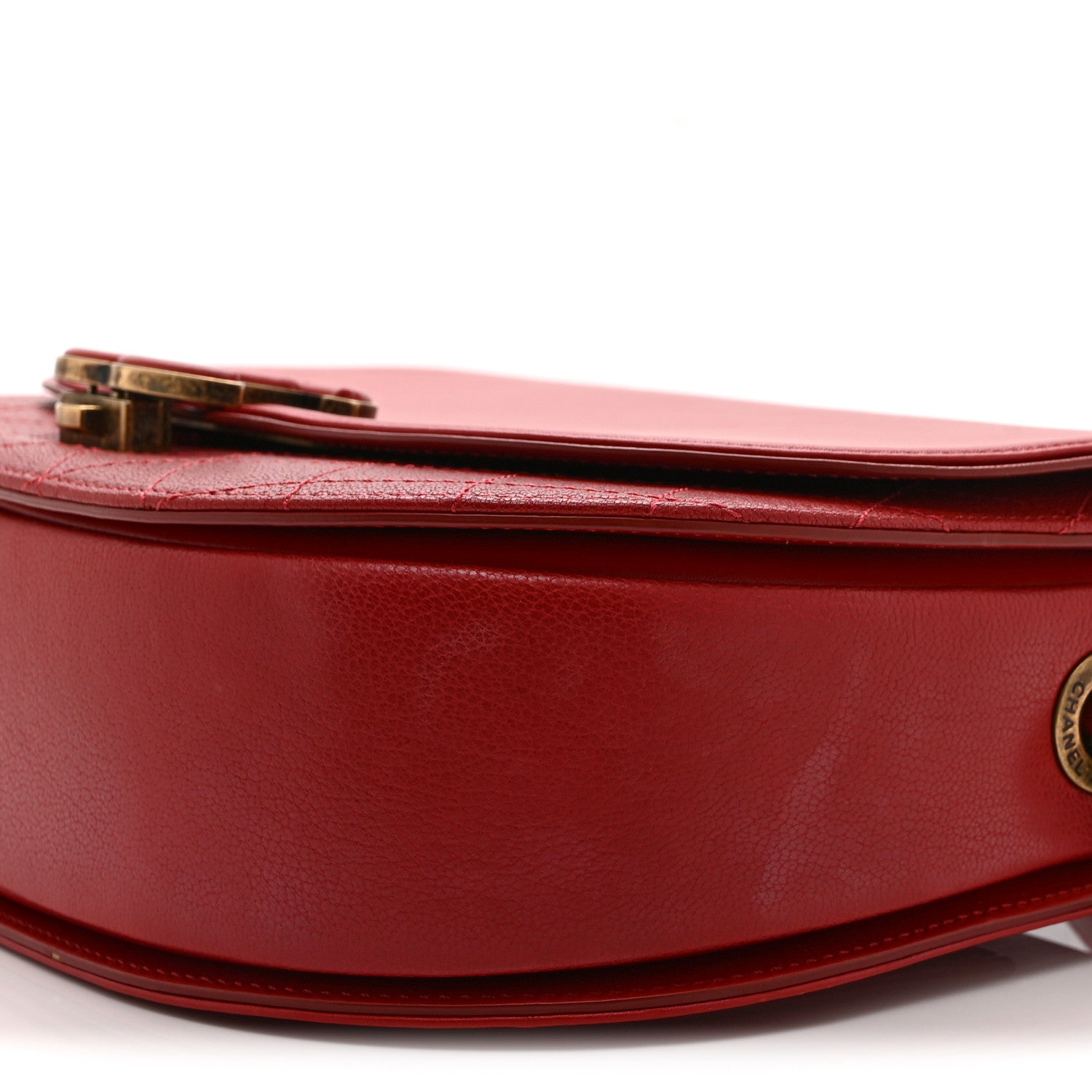 Chanel Shiny Calfskin Goatskin Quilted Small Coco Curve Messenger Flap Red 10 of 10