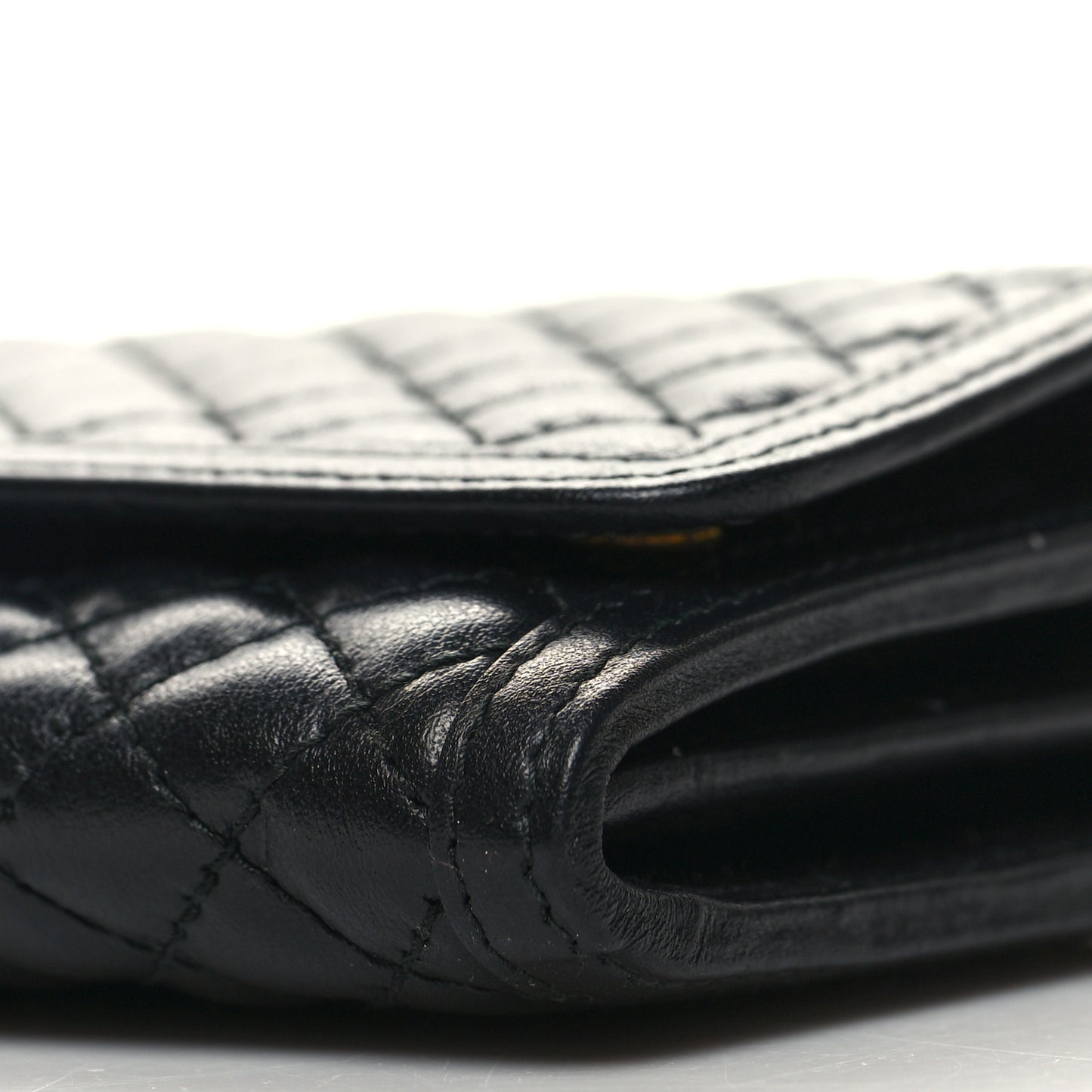 Soft Calfskin Quilted Chain Wallet Black