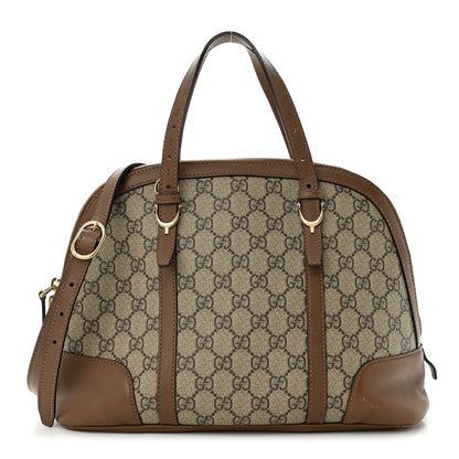 Gucci GG Supreme Monogram Margaux Calfskin Small Nice Top Handle Dome Bag Beige Ebony Acero 1 of 18