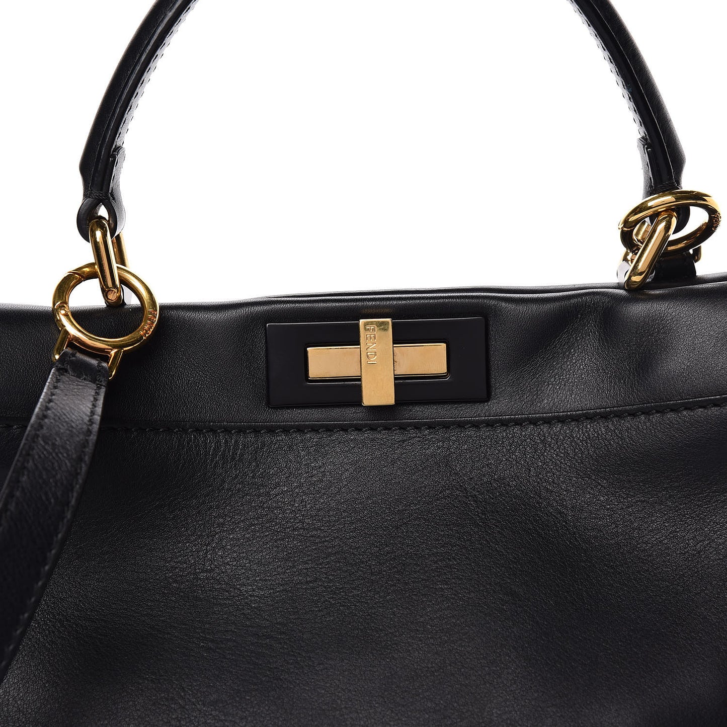 Vitello Seta Shiny Nappa Medium Peekaboo Iconic Satchel Black