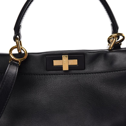 Fendi Vitello Seta Shiny Nappa Medium Peekaboo Iconic Satchel Black 11 of 14