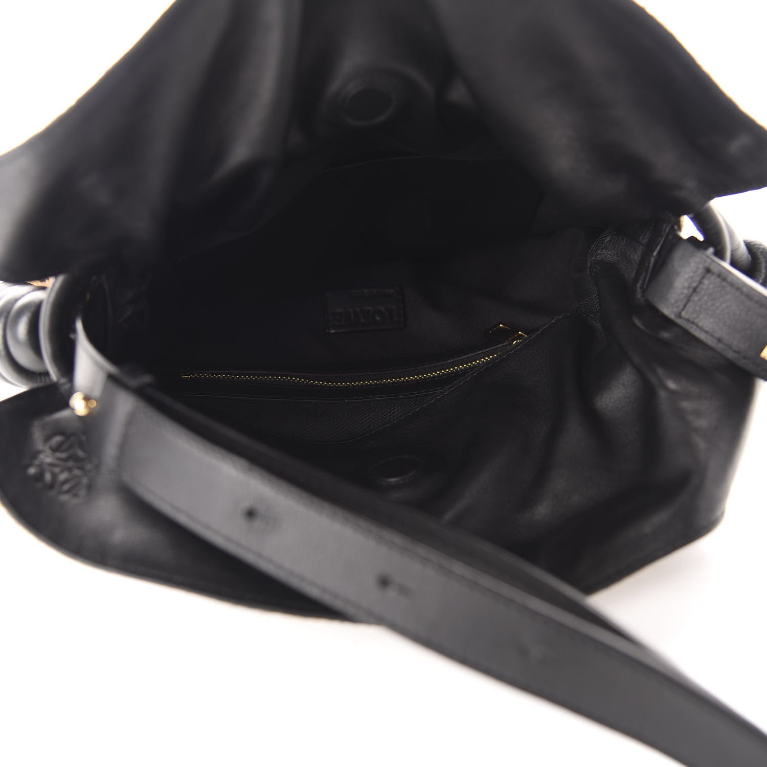 Loewe Calfskin Pony Hair Leopard Print Flamenco Knot Bag Black 5 of 9