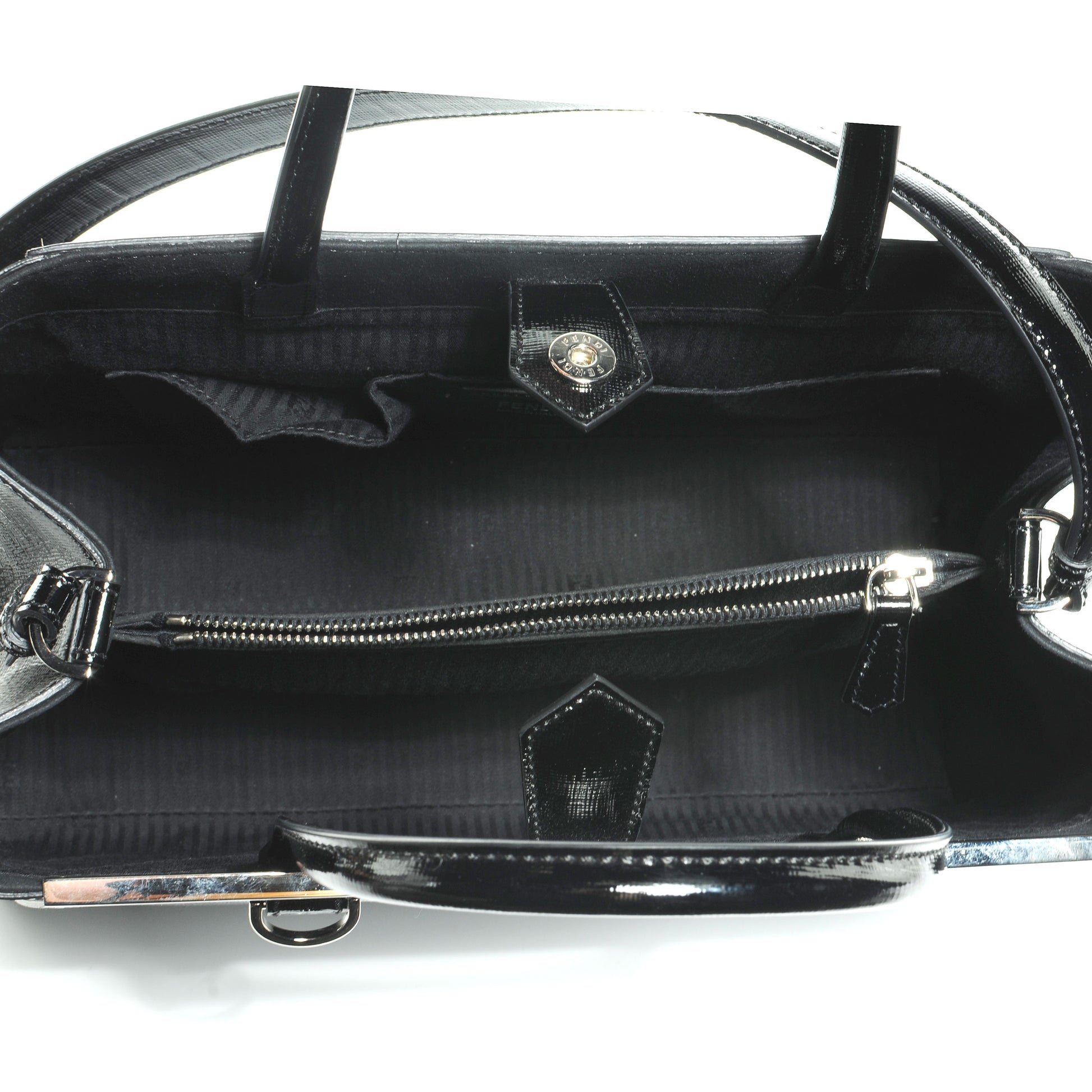 Fendi Patent Vitello Elite Regular 2Jours Tote Black 5 of 11