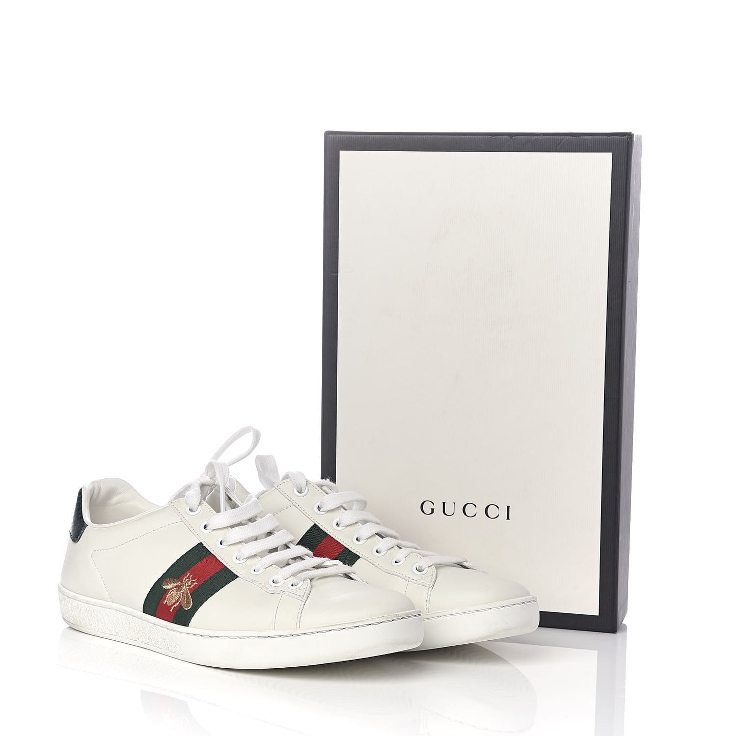 Calfskin Ayers Web Bee Embroidered Womens Ace Sneakers 39 White
