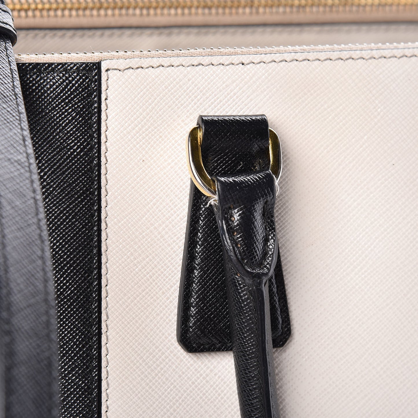 Saffiano Lux Colorblock Medium Galleria Double Zip Tote Black Talco
