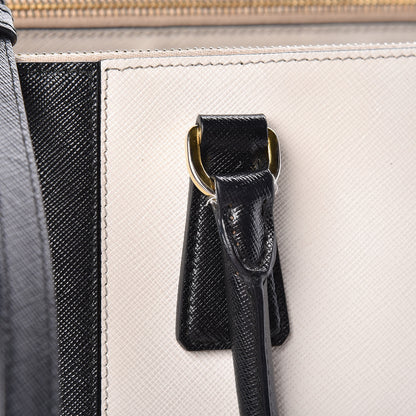 Prada Saffiano Lux Colorblock Medium Galleria Double Zip Tote Black Talco 17 of 18