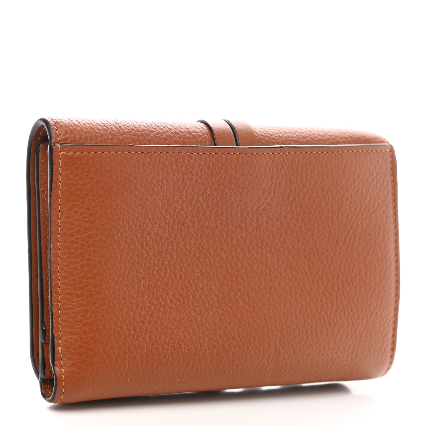 Calfskin Alphabet Compact Wallet Caramel