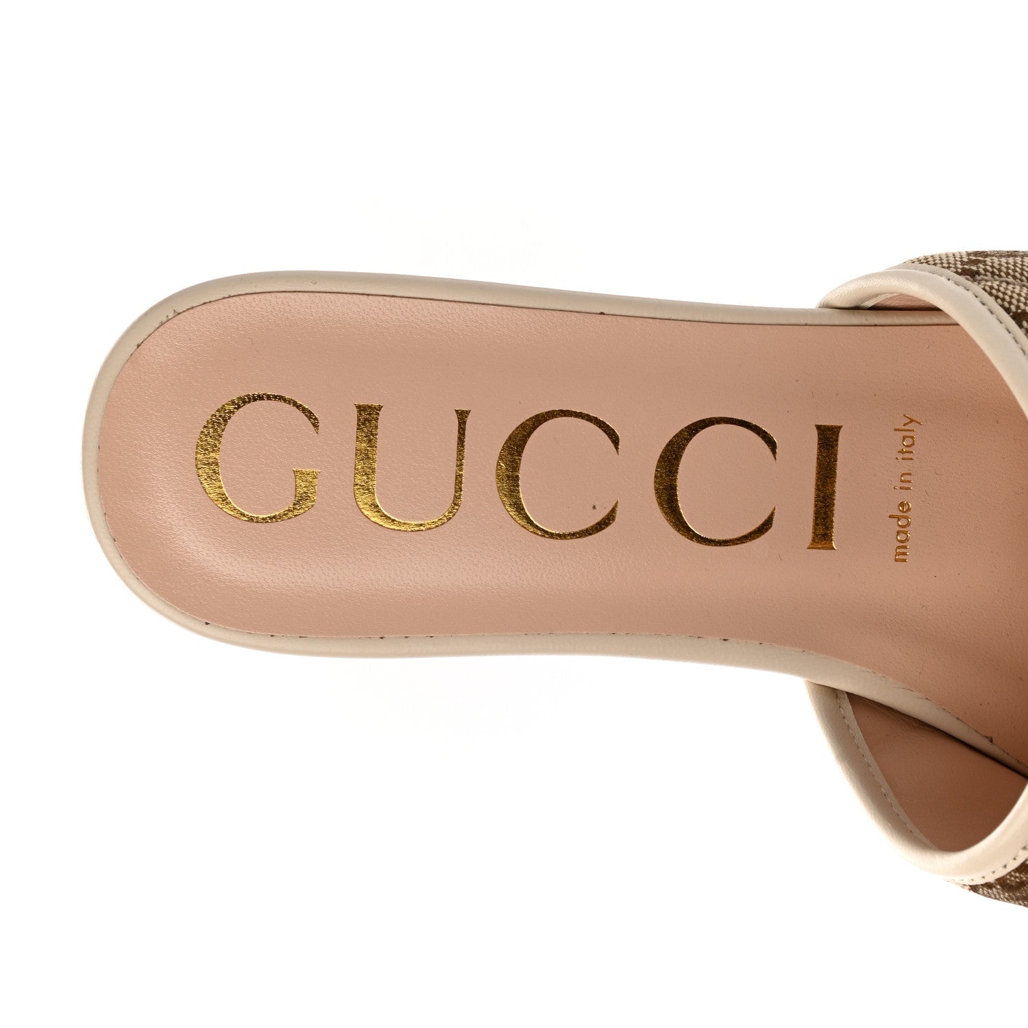 Gucci Monogram Matelasse Diagonal GG Marmont Flat Slide Sandals 39 Beige Ebony Mystic White 7 of 8