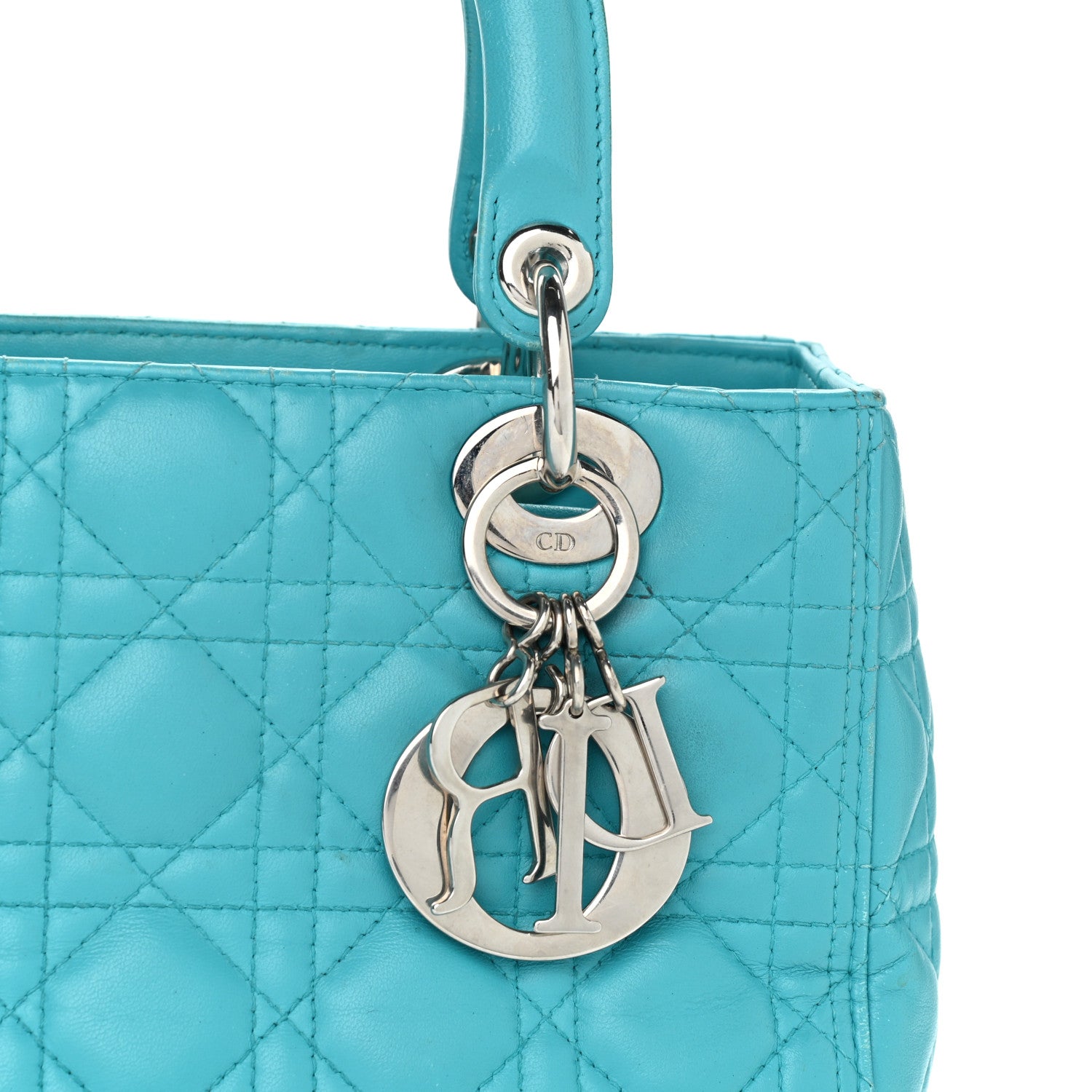 Christian Dior Lambskin Cannage Medium Lady Dior Turquoise 19 of 20