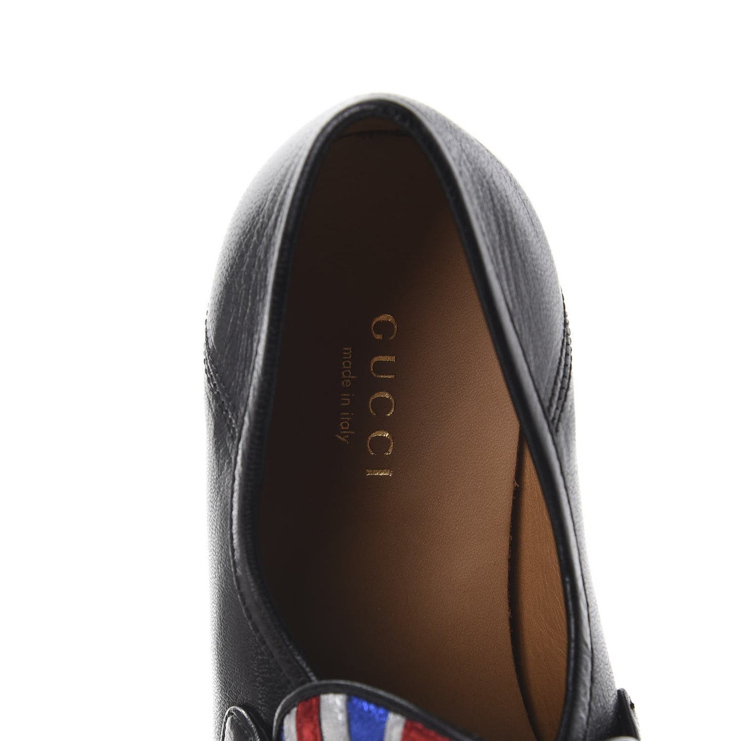 Lambskin Union Jack Horsebit Loafer Pumps 36.5 Black