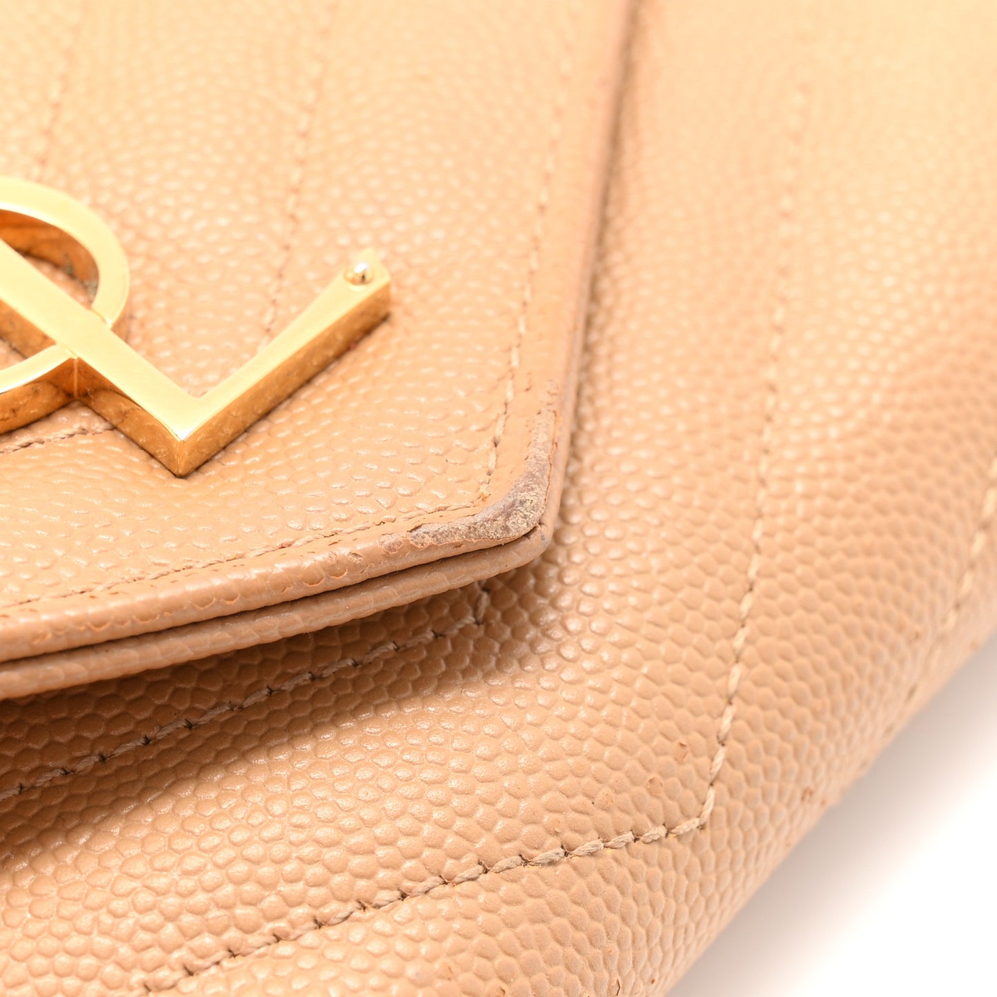 Grain De Poudre Matelasse Chevron Monogram Flap Wallet Cork