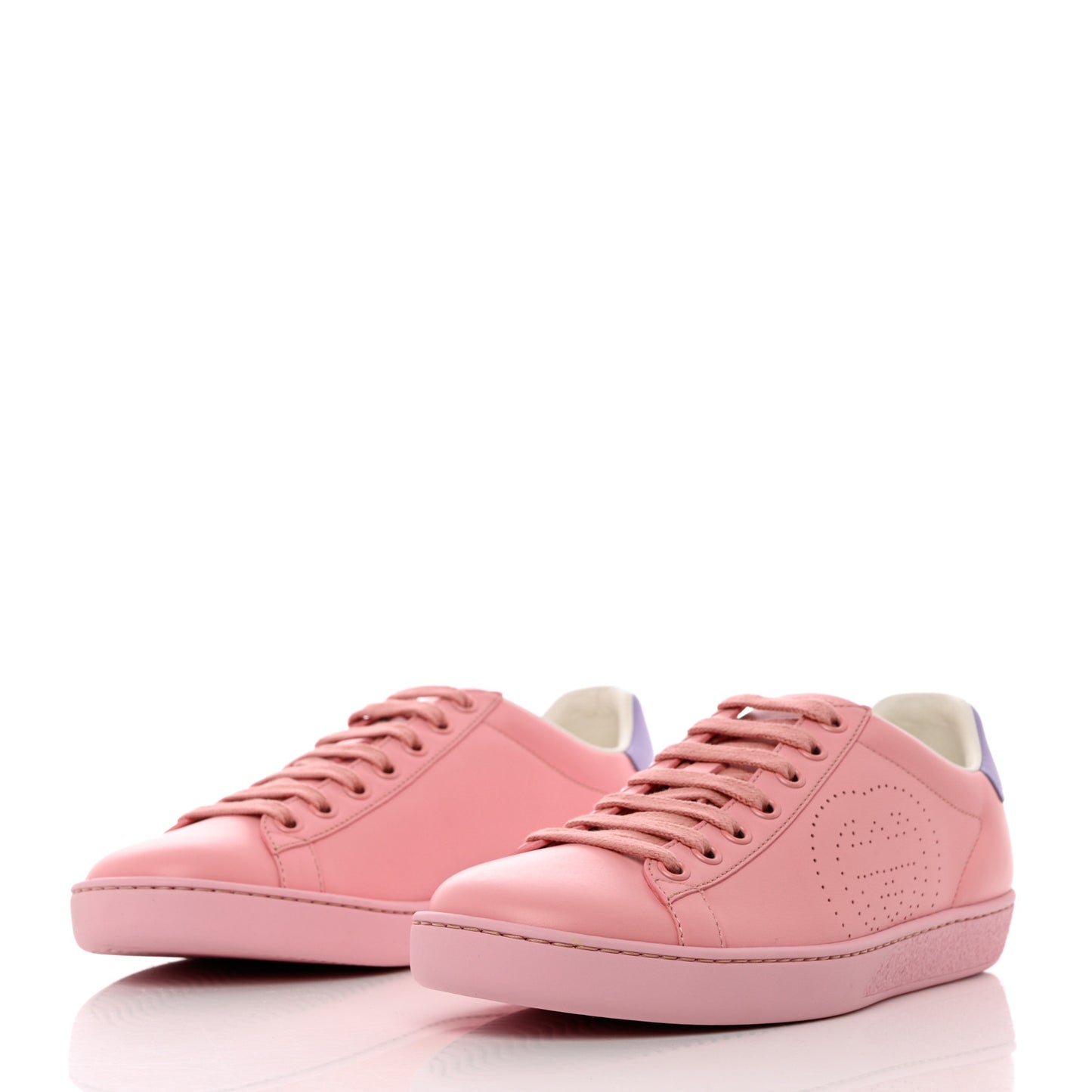 Calfskin Interlocking G Perforated Womens Ace Sneakers 37 Wild Rose Lapis