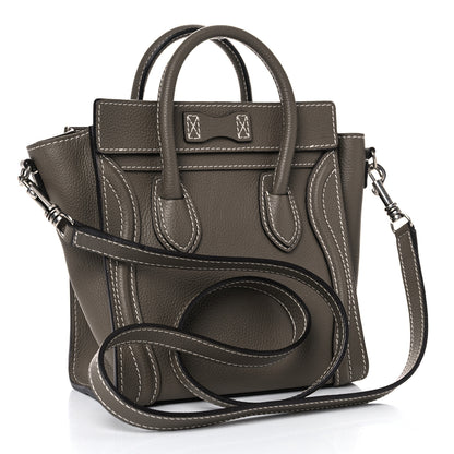 Celine Drummed Calfskin Nano Luggage Souris 3 of 17
