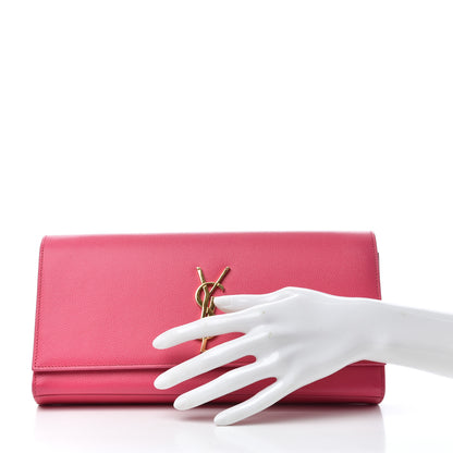 Saint Laurent Grain De Poudre Classic Monogram Kate Clutch Lipstick Fuchsia 2 of 9