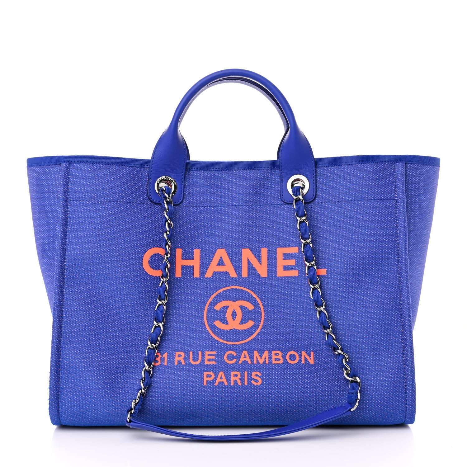 Chanel Mixed Fibers Medium Deauville Tote Blue Orange 3 of 12
