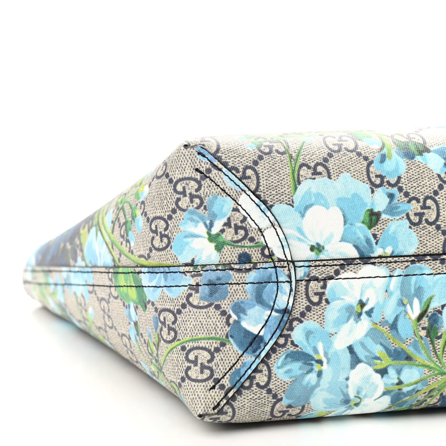Gucci GG Supreme Monogram Blooms Small Reversible Tote Beige Blue Navy 4 of 14