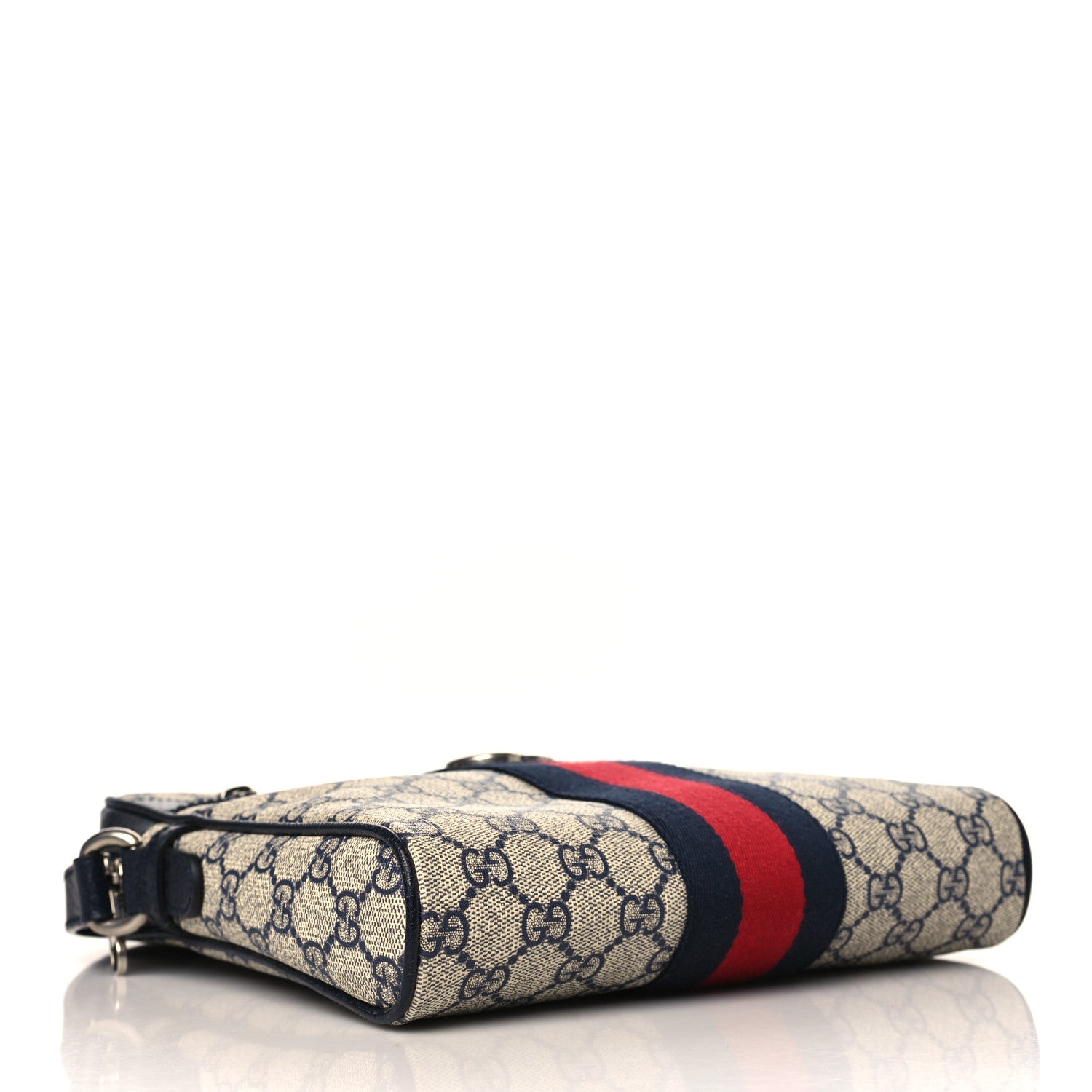 Gucci GG Supreme Monogram Textured Dollar Calfskin Web Small Ophidia Messenger Bag Beige Blue 4 of 9
