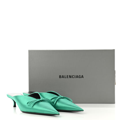 Balenciaga Satin Pointed Toe Knife 40mm Mules 38 Vert Emeraude 10 of 10