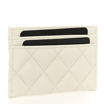 Chanel Caviar Metal Quilted Striated CC Card Holder White 3 of 9