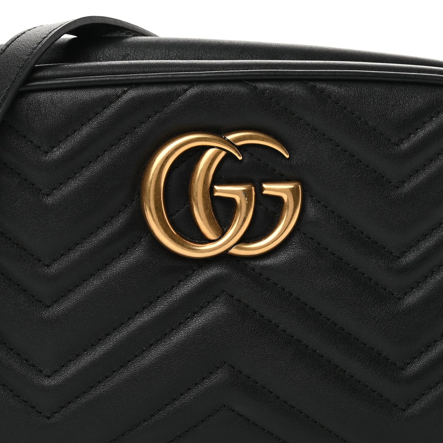 Calfskin Matelasse Small GG Marmont Chain Shoulder Bag Black