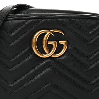 Gucci Calfskin Matelasse Small GG Marmont Chain Shoulder Bag Black 9 of 16