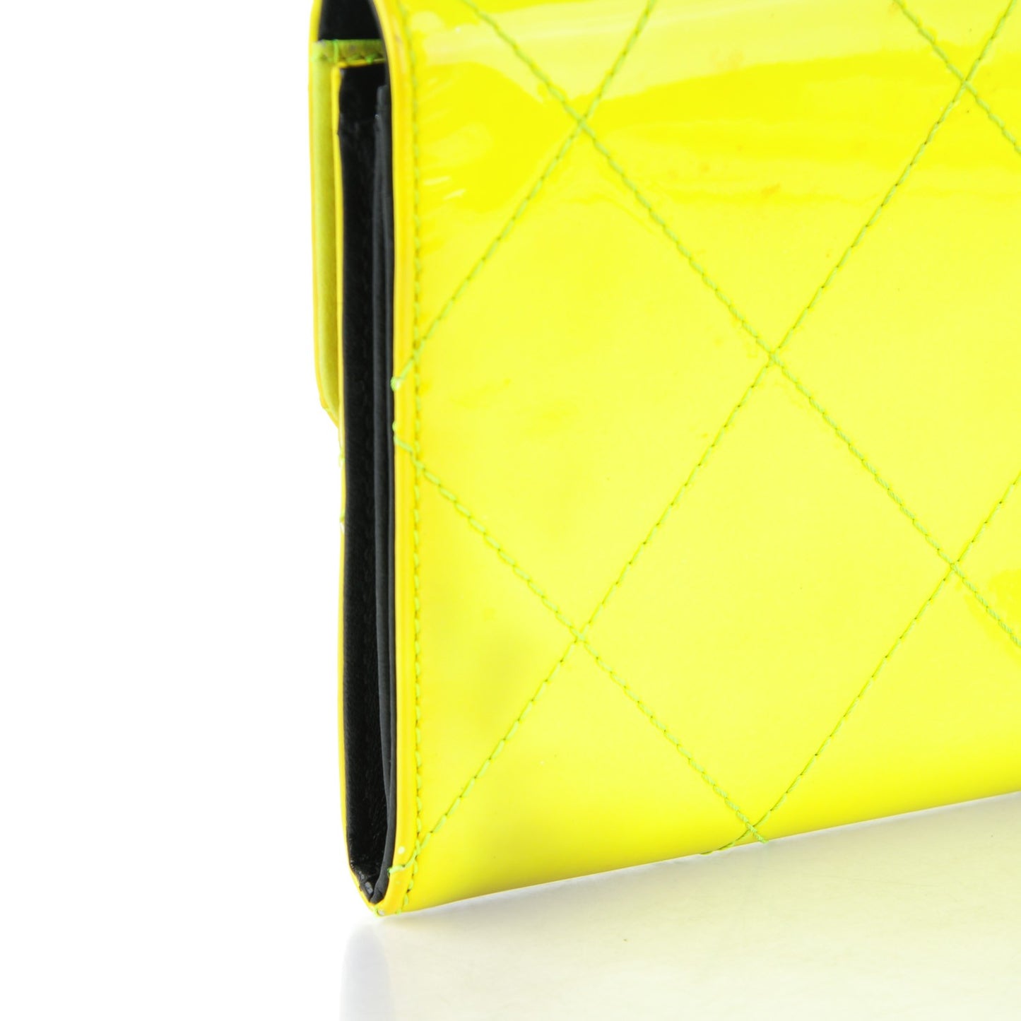 Patent Stitched CC Flap Wallet Clutch Yellow