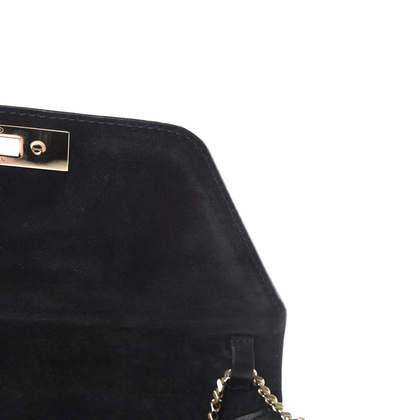 Vitello Demilune Chain Clutch Black