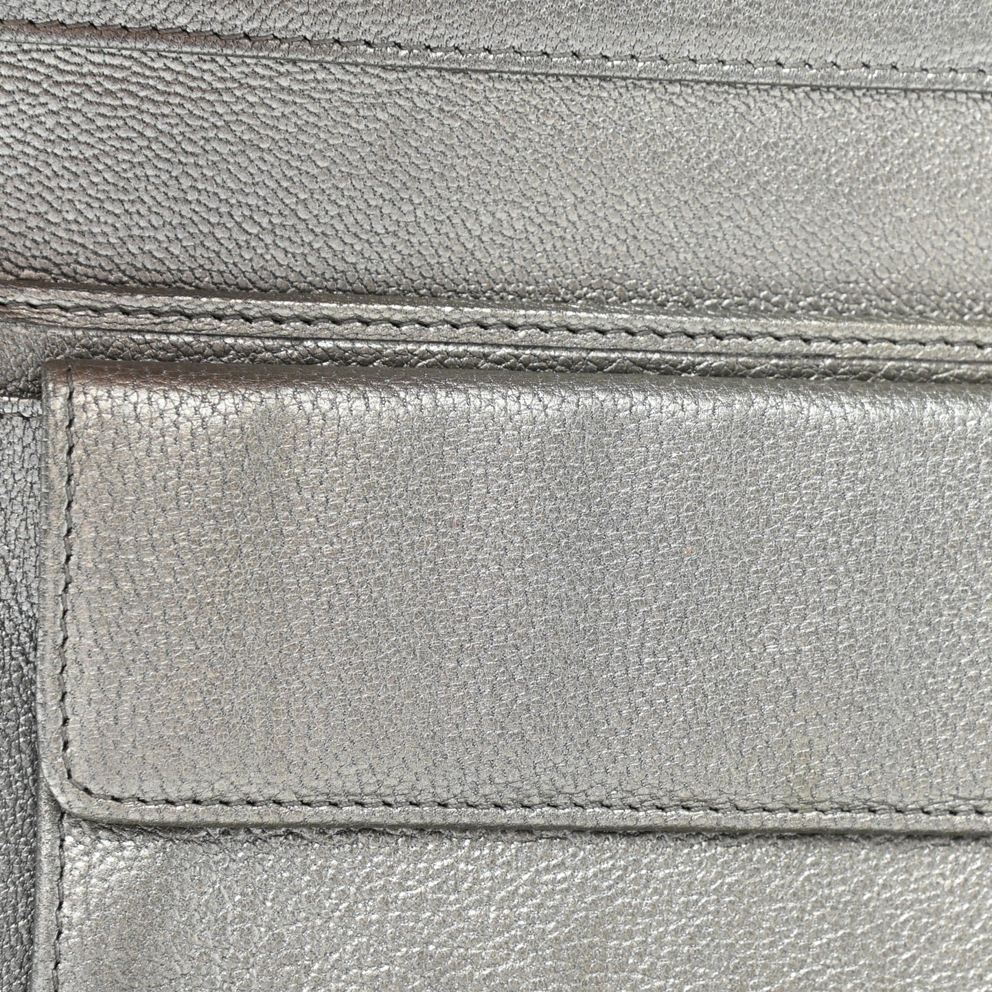 Metallic Goatskin Large Flap Wallet Silver