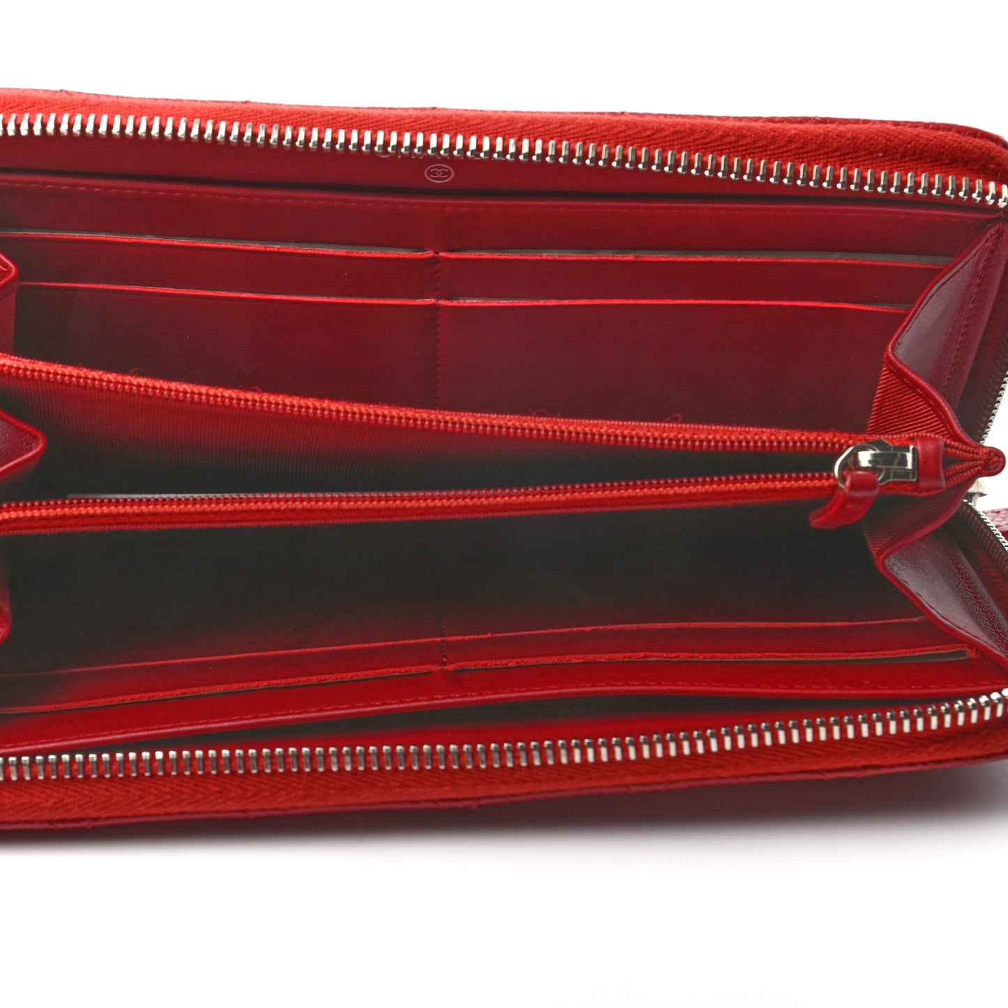 Caviar Quilted Large Gusset Zip Around Wallet Red
