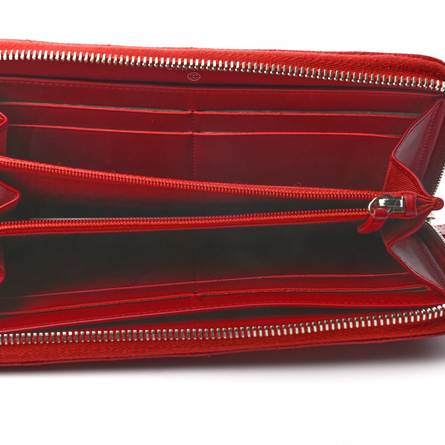 Chanel Caviar Quilted Large Gusset Zip Around Wallet Red 5 of 8