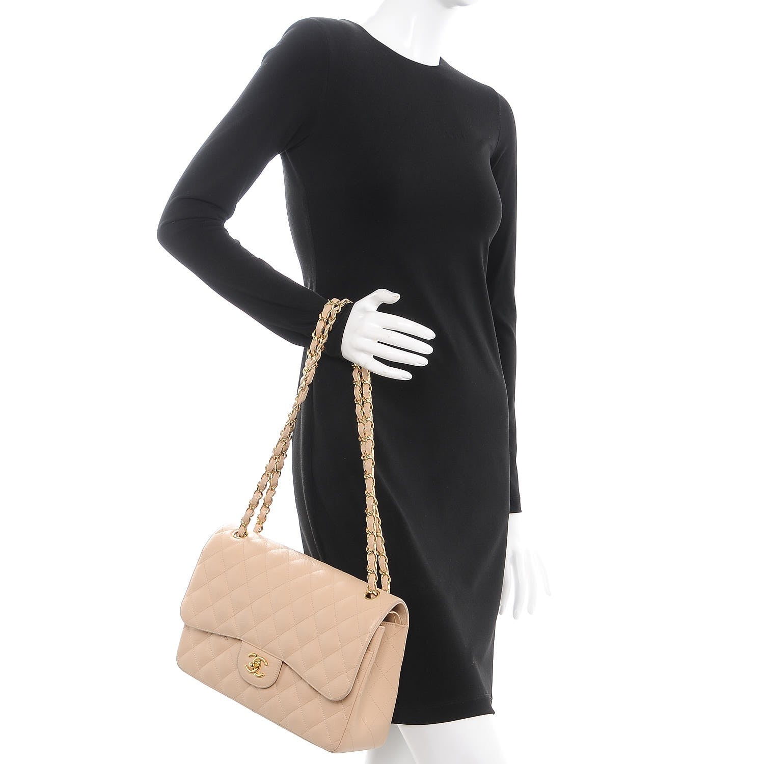 Chanel Caviar Quilted Jumbo Double Flap Beige Clair 2 of 17