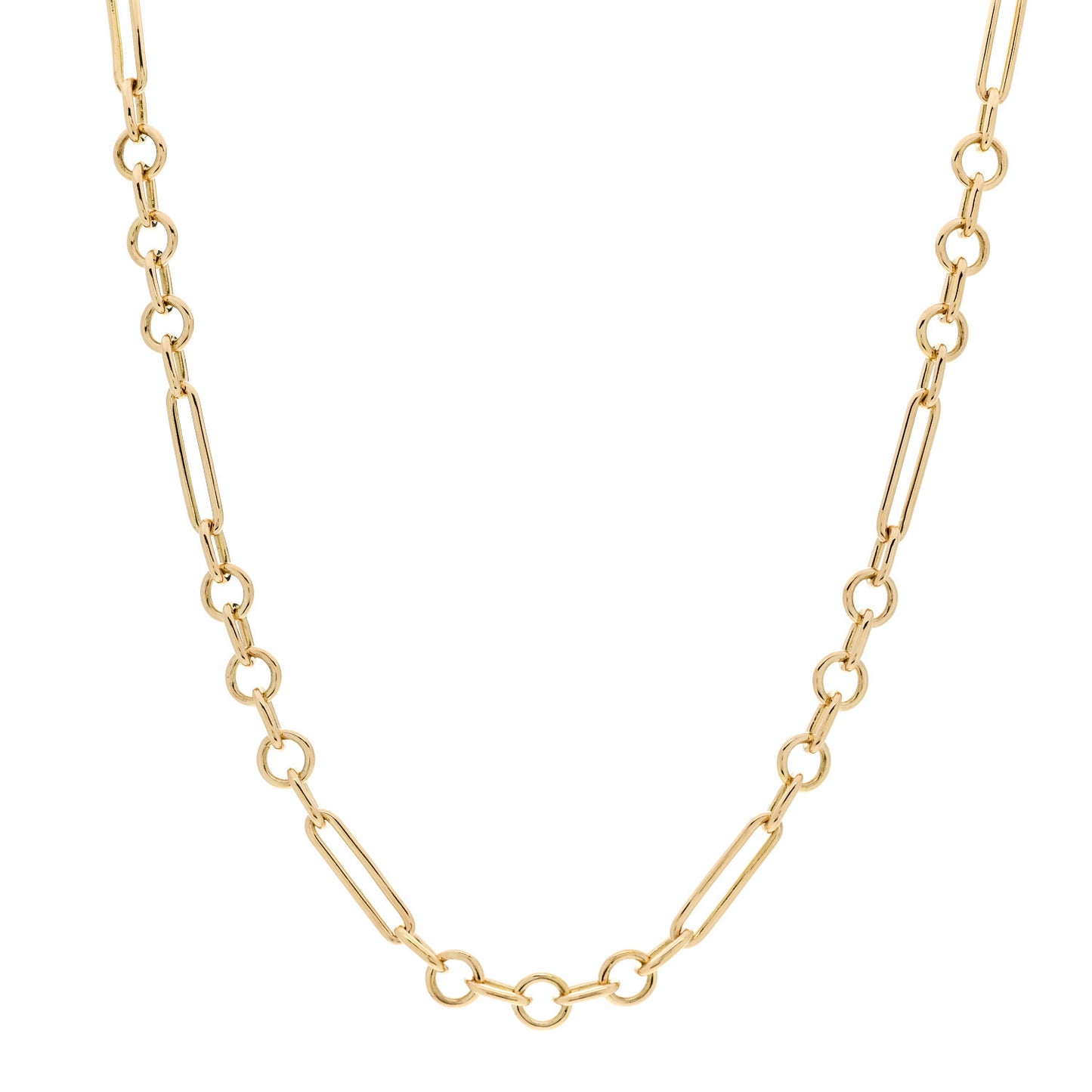 18K Yellow Gold Sister Hook Small Mixed Chain Necklace 16"