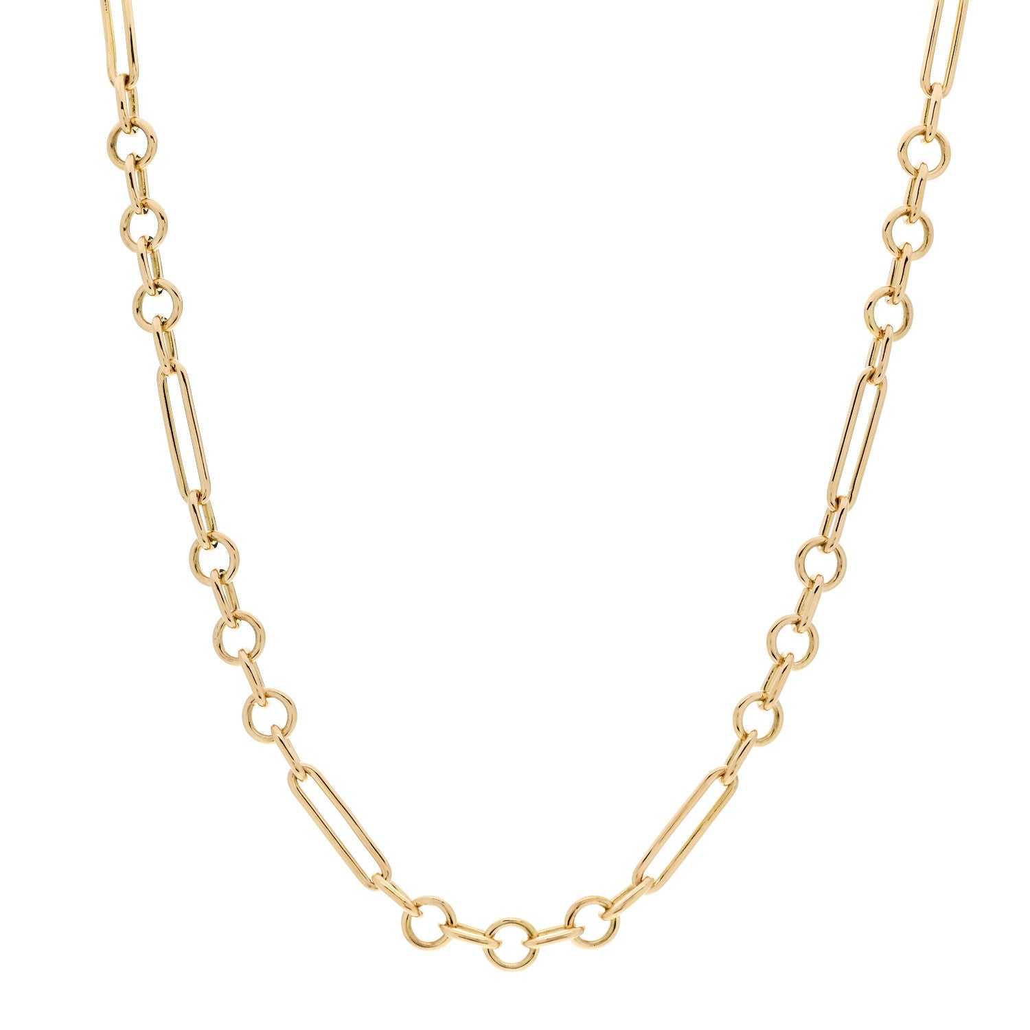 Foundrae 18K Yellow Gold Sister Hook Small Mixed Chain Necklace 16" 1 of 6