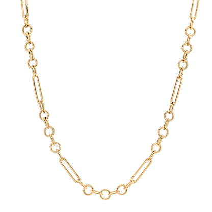 Foundrae 18K Yellow Gold Sister Hook Small Mixed Chain Necklace 16" 1 of 6