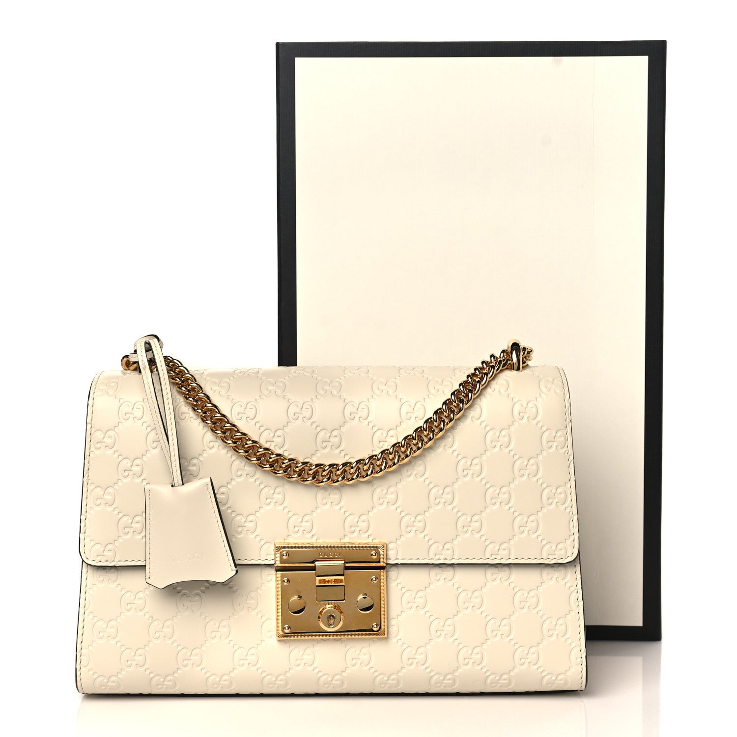 Gucci Guccissima Medium Padlock Shoulder Bag Mystic White 10 of 10