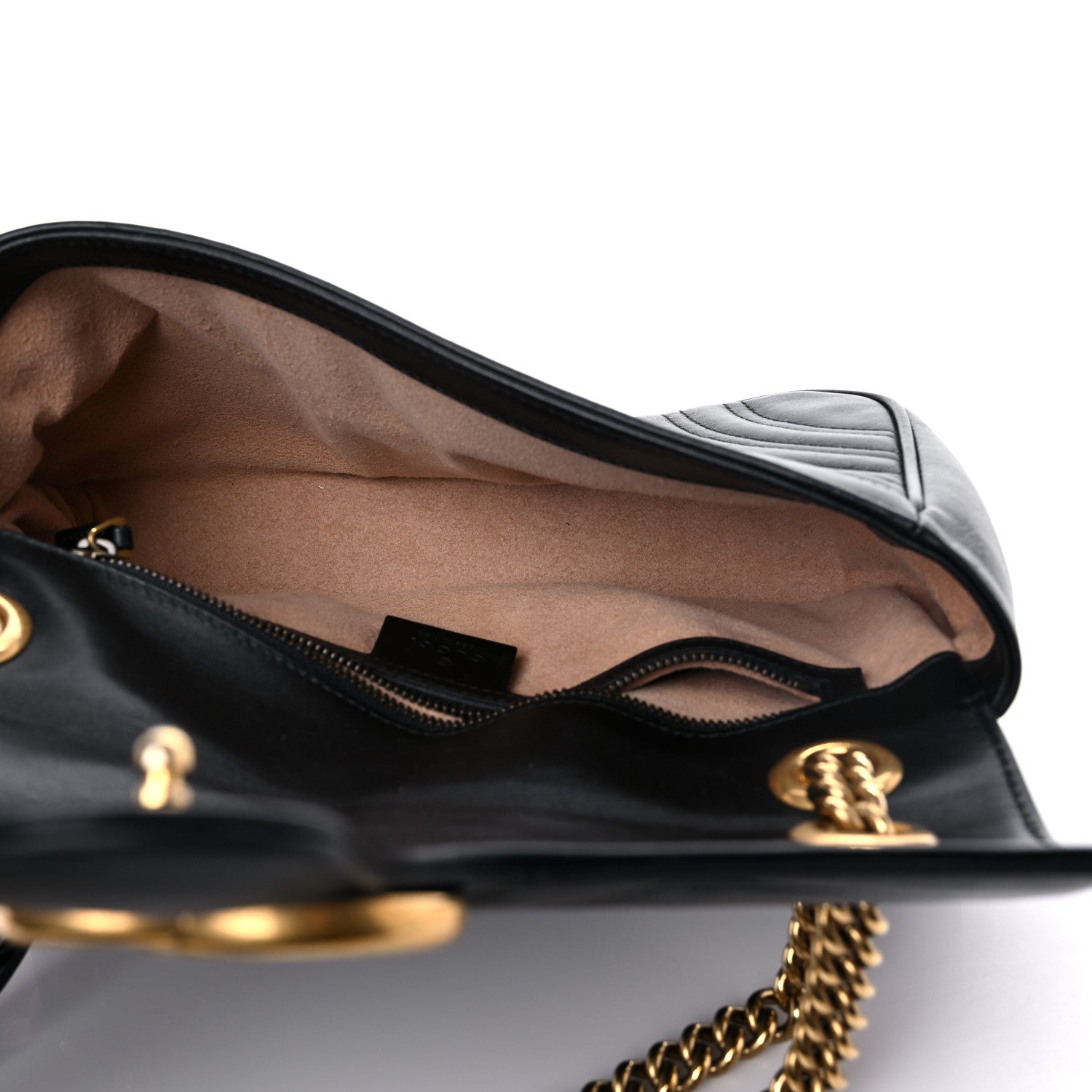 Gucci Calfskin Matelasse Small GG Marmont Shoulder Bag Black 5 of 9